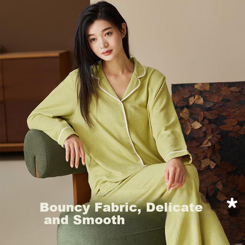 Autumndeer Couples Pajamas Soft Cloud Fleece Autumn Winter Long Sleeve Homewear Set Light ()