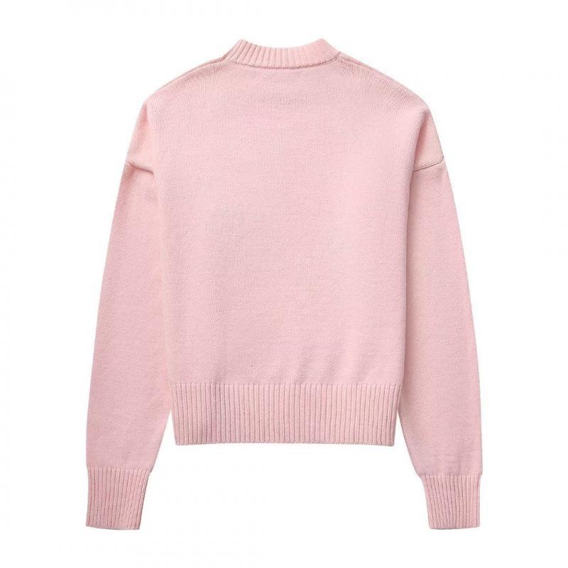 2023 Winter Pink Sweet Casual Round Neck Pullover Sweater Medium розовый