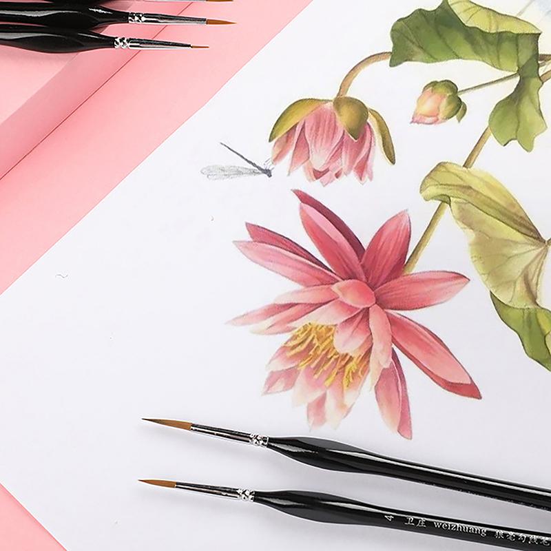5Pcs 00000 Precision Fine Tip Paint Brush Set For Acrylic Models Mini Miniature Detail Nylon Hair Thin Extra Fine Paintbrushes