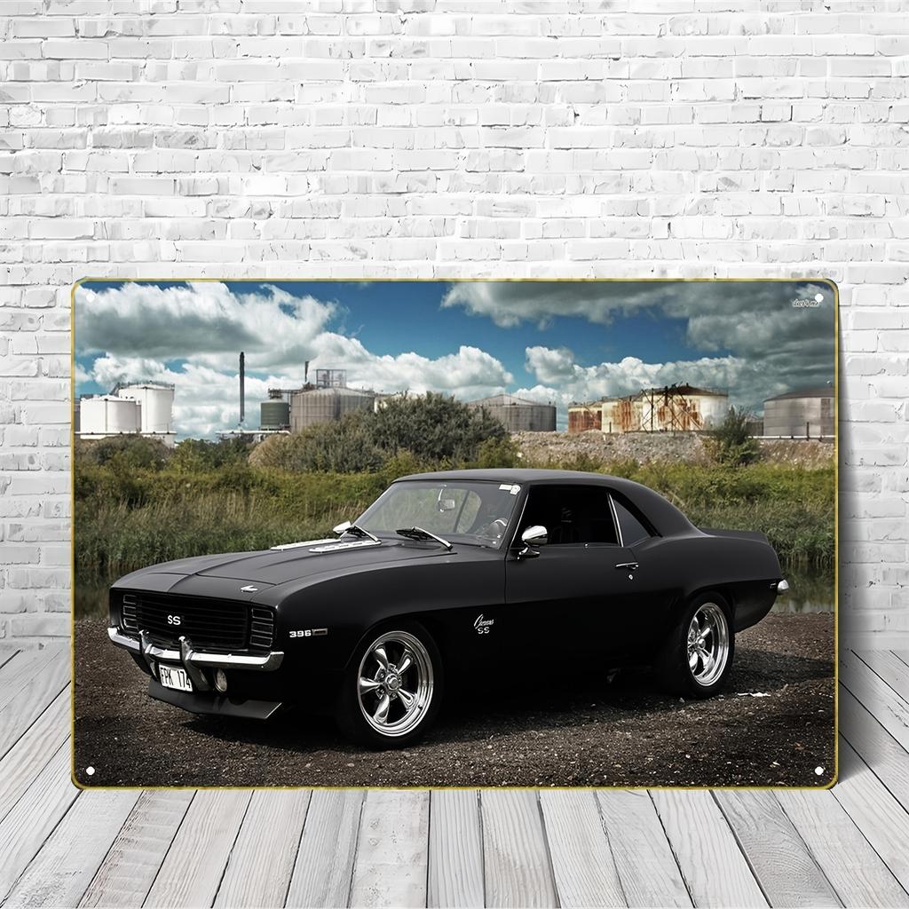 2D flaches Holzschild 30*20cm Klassisches Amerikanisches Muscle Car SS Serie, Wandbehangdekor im traditionellen Stil, Mehrzweck Vintage Auto Kunst - Ideal