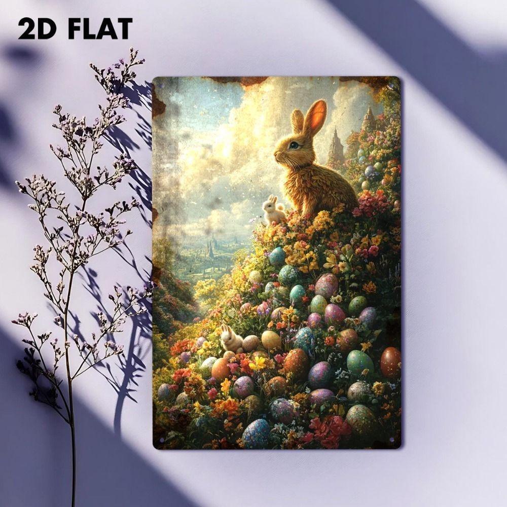 Easter Rabbit Metal Tin Sign Wall Art Decor 20x30cm