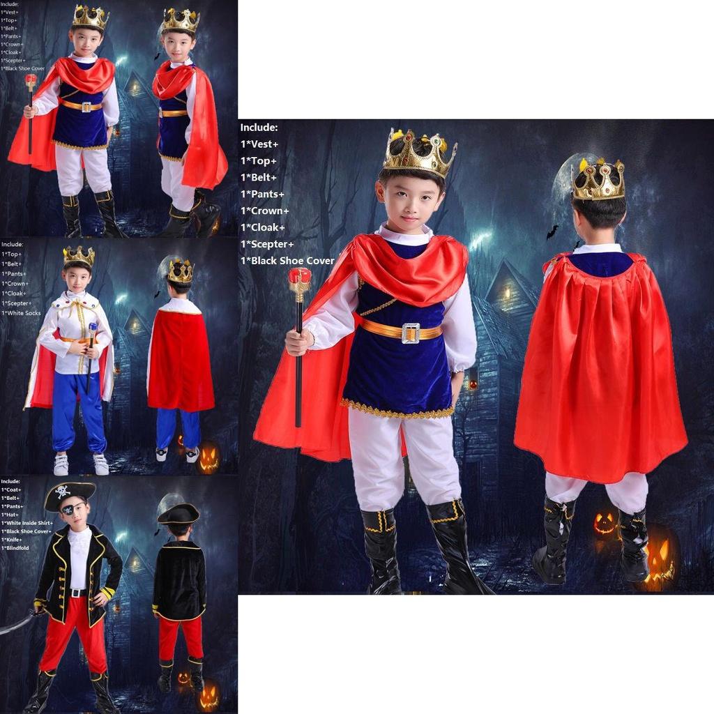 Costume Pirate Kids Boys Buccaneer Prince Cosplay Halloween King Clothes