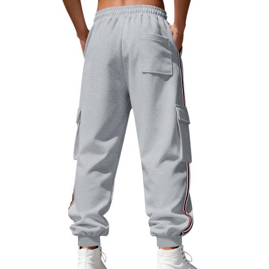 Men Winter Jogger Pants Drawstring Waist Gym Sweatpants Thickened Warm Cargo Pants Baggy Track Pants for Jogging Running Workout