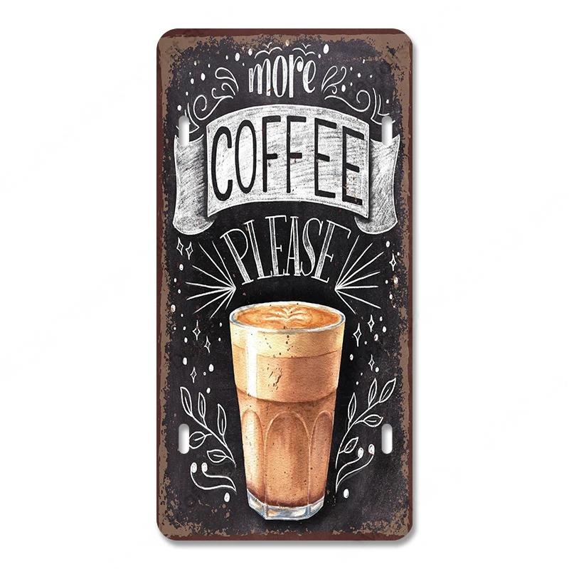 Coffee Licenses Vintage Metal Tin Signs Retro Plate Coffee Time Posters Plaques for Cafe Kitchen Living Room Home Wall Art Decor