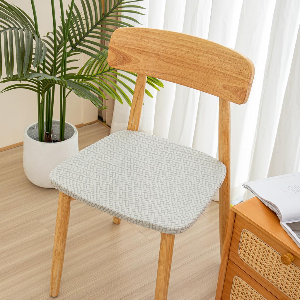 Stretch Jacquard Chair Seat Covers Solid Removable Washable Anti-Dust Dining Room Chair Seat Cushion Slipcovers