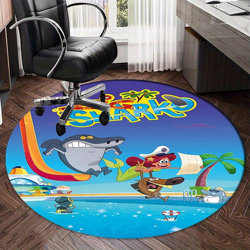 Tappeto Rotondo Stampato Zig & Sharko, Tappeto per Sedia, Tappeto per Area, Zerbini per Ingresso, per Sedia da Ufficio, Soggiorno, Camera da Letto, Cucina.