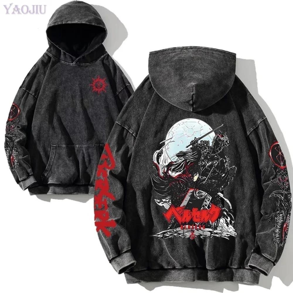 Hanorac Vintage pentru Bărbați Anime Berserk Manga Grafic Larg Modă Pulover Îmbrăcăminte de Toamnă Haine Casual Topuri Femei Hanorace