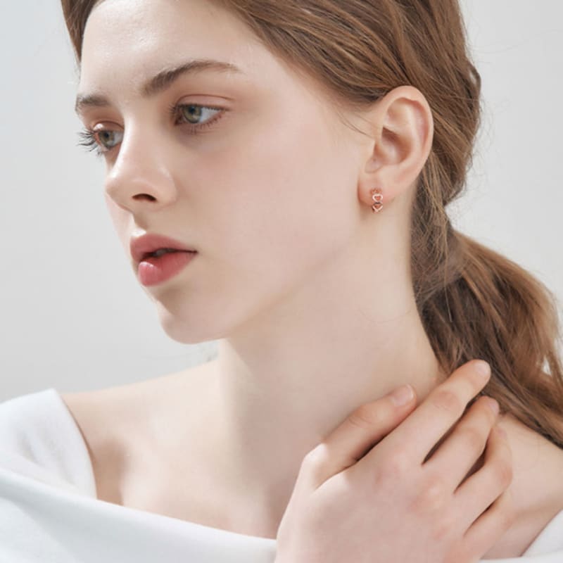 CRANNE 14K GF Heart Line One-Touch Earrings C24EGF219