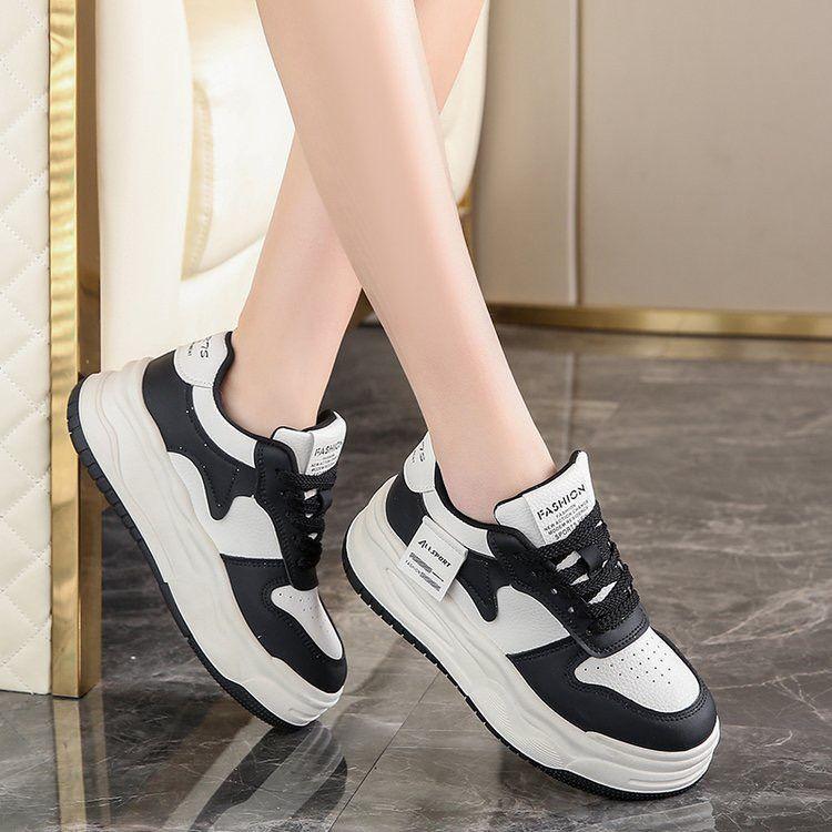 Thick-soled cute little white women's shoes, retro versatile women's shoes, casual board shoes