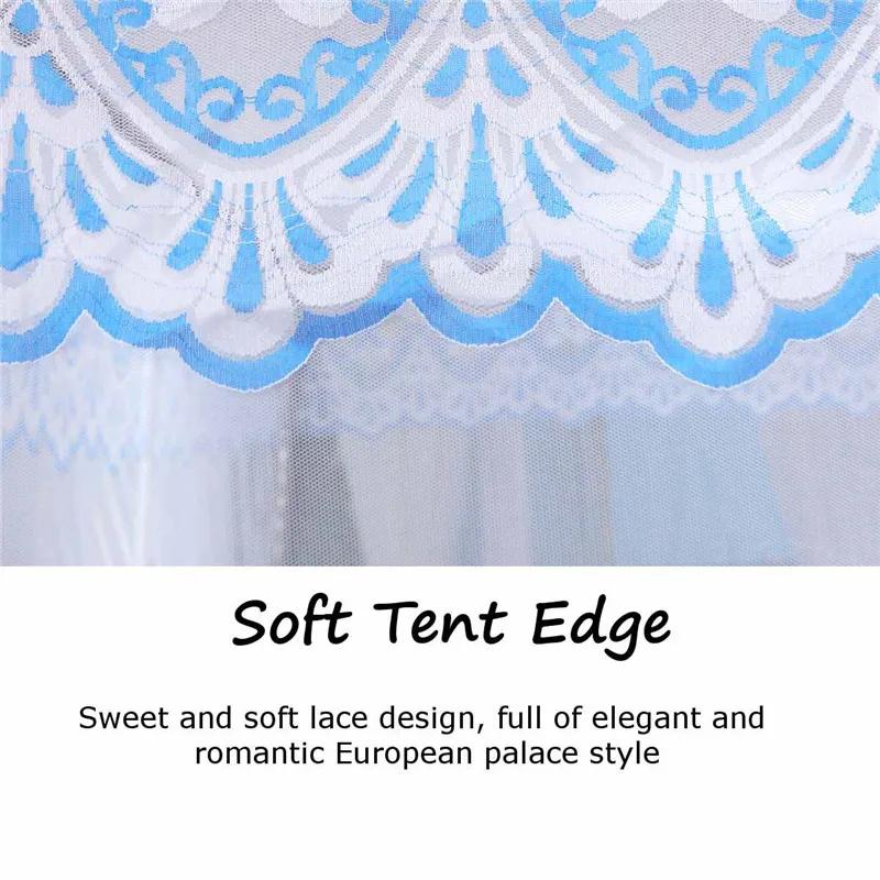 Zipper Lace Mosquito Net with Stainless Steel Bracket Romantic Queen Bed Nets Anti Insect Mosquito Tent for Single Double Bed