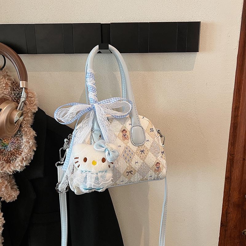 Koreanische Niedliche Schleife Karomuster Handtasche - 2025 Herbst/Winter Vielseitige Schulter Crossbody Tasche