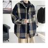 Men's Plaid Tweed Jacket Casual Button Down Shacket Coat Long Sleeve Loose Fit Streetwear Autumn Winter Fashion Outerwear