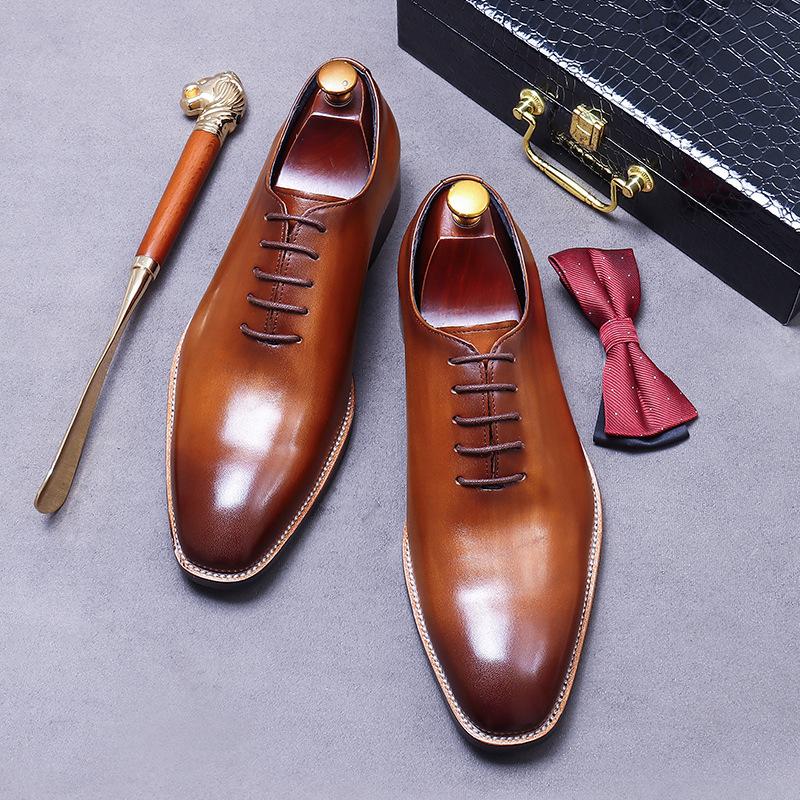 Men's Genuine Leather New Business Dress Leather Shoes Men's Cowhide Simple Whole Leather