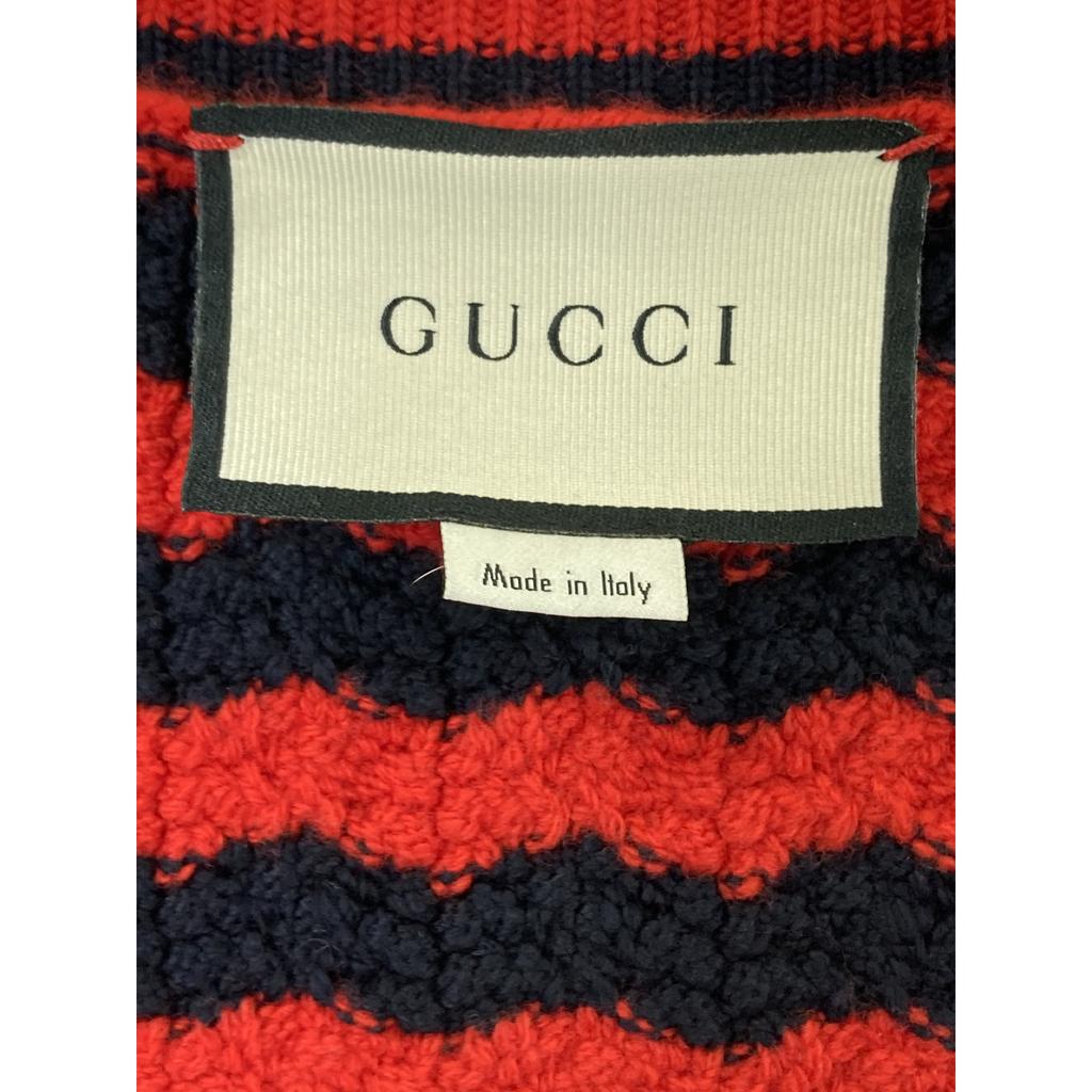 GUCCI Red 501827 Cotton x Wool Long Cardigan tops S Red x navyUsed