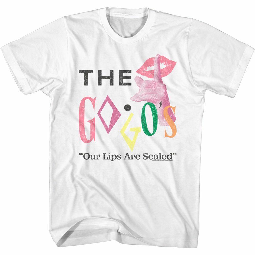 The Go-Go s Lips Are Sealed White Adult T-Shirt Mens Womens Tees Top 3XL