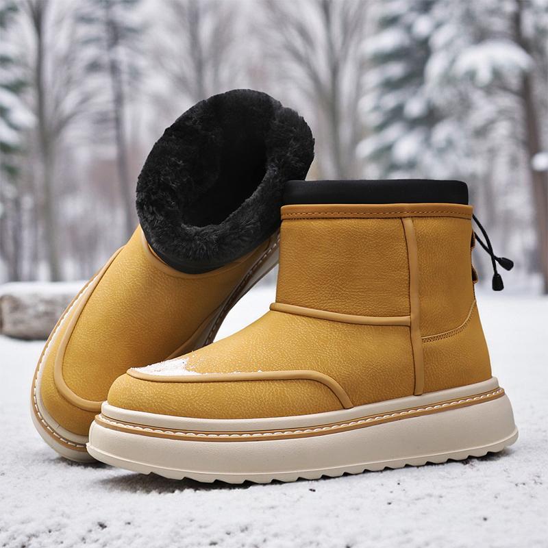 Winter Leather Warm Men Boots Waterproof Male Ankle Boots Mens Snow Boot with Fur Handmade No-slip High Top Male Zapatillas Male