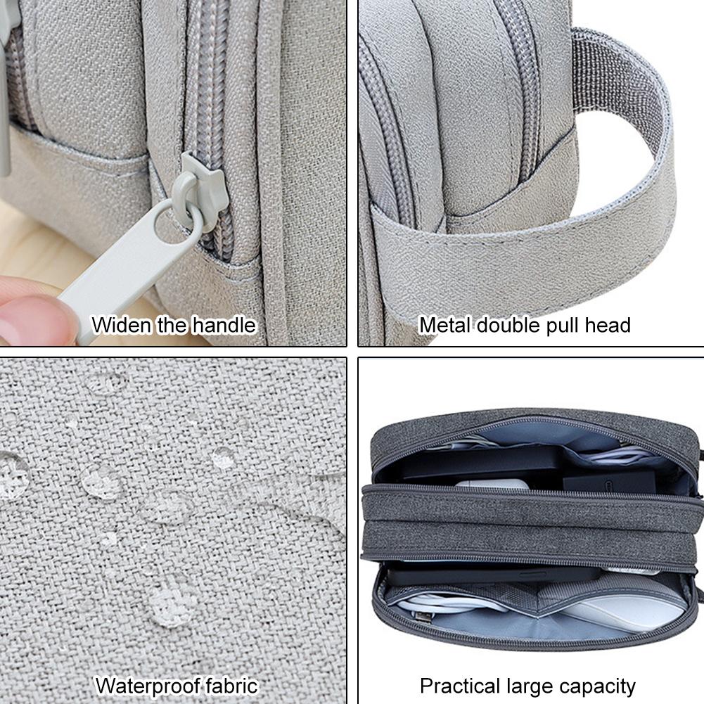 

Double Layers Portable Electronic Accessories Organizer Multifunctional for USB Cable Cord Charger Headset Wire SD Card чёрный