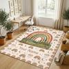 Rainbow Dreams Theme Soft Crystal Velvet Rug Custom Name & Text Print Non Slip Floor Rug for Bedroom Living Room
