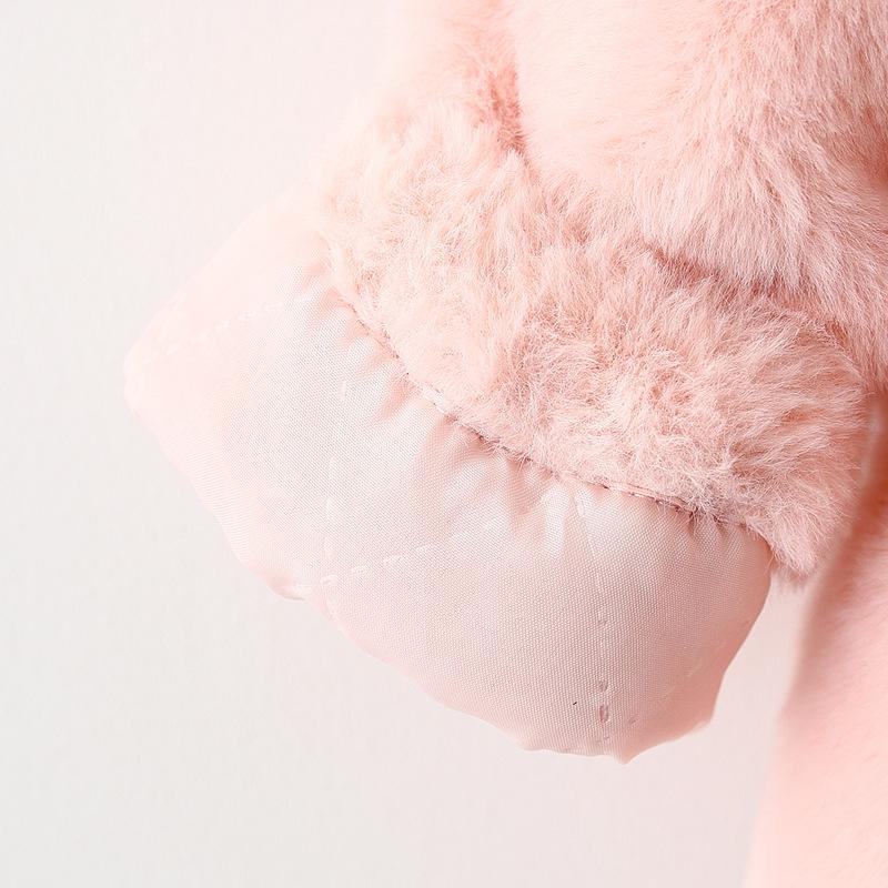 Winter Female Baby Cartoon Coat Hooded Female Infant Toddler Fur (free Bag)