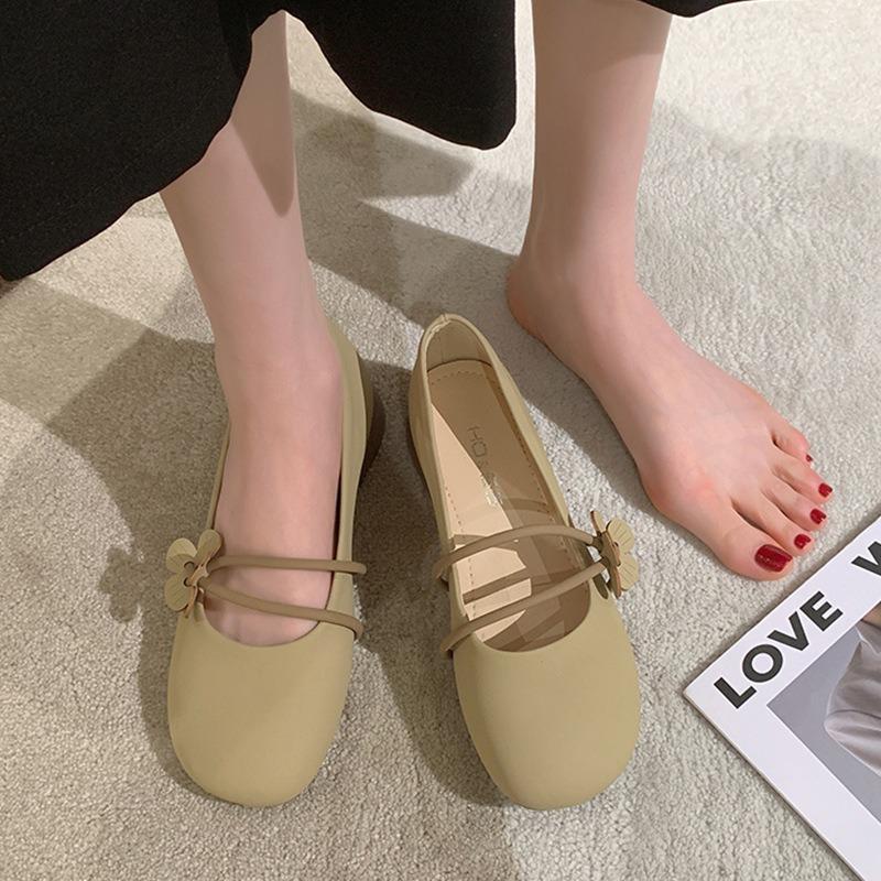 JX flat-soled single shoes gentle shoes new grandma shoes with skirt one pedal Mary Jane Doudou shoes