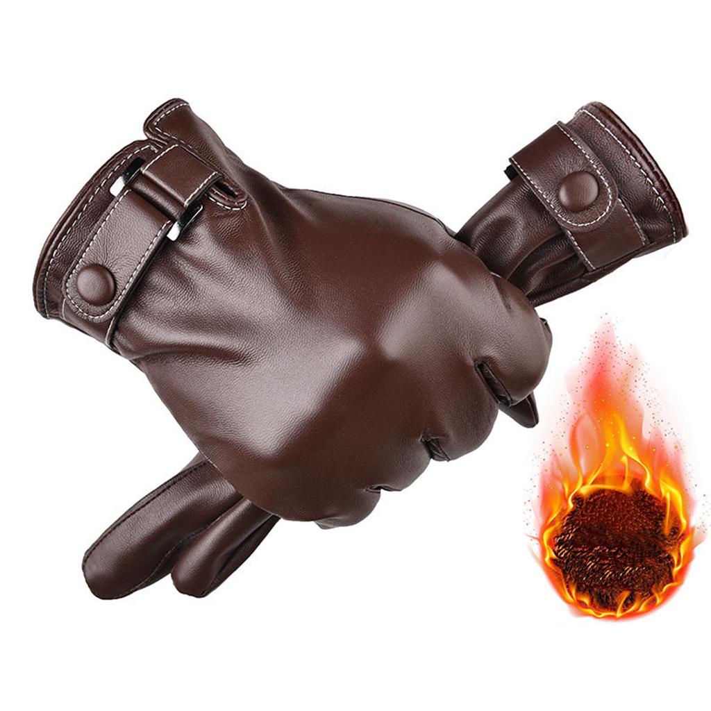 1 Pair Wrist Support Men Full Palm Touch Screen Texting Gloves Warm Lined Thick Winter Gloves