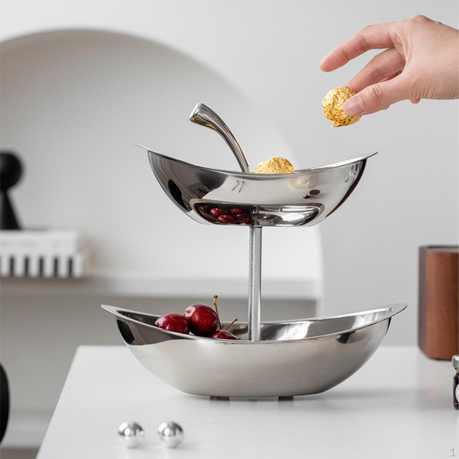 

Подставка для хранения фруктовых корзин, многофункциональная, прочная, сервировочная миска, держатель для овощей из нержавеющей стали Double Layer