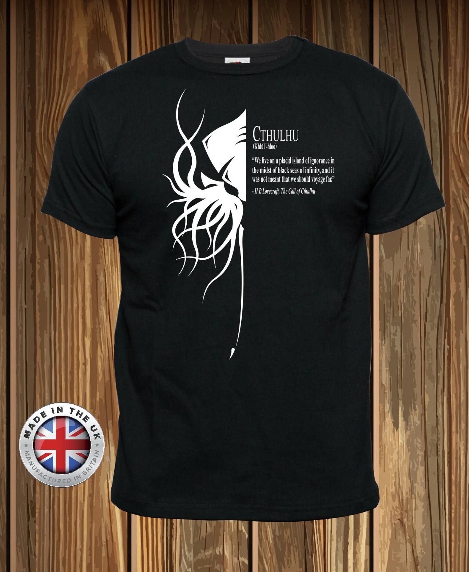 Cthulhu black T-Shirt, Call of Cthulhu Lovecraft gothic horror unisex, ladies fitted T-Shirt M