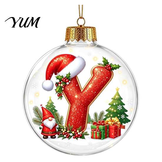 Indoor Outdoor Xmas Hanging Ornaments 26?Letter Acrylic Christmas Ball Ornament, 3D Crystal Style Alphabet Holiday for Home Pendant, Tree