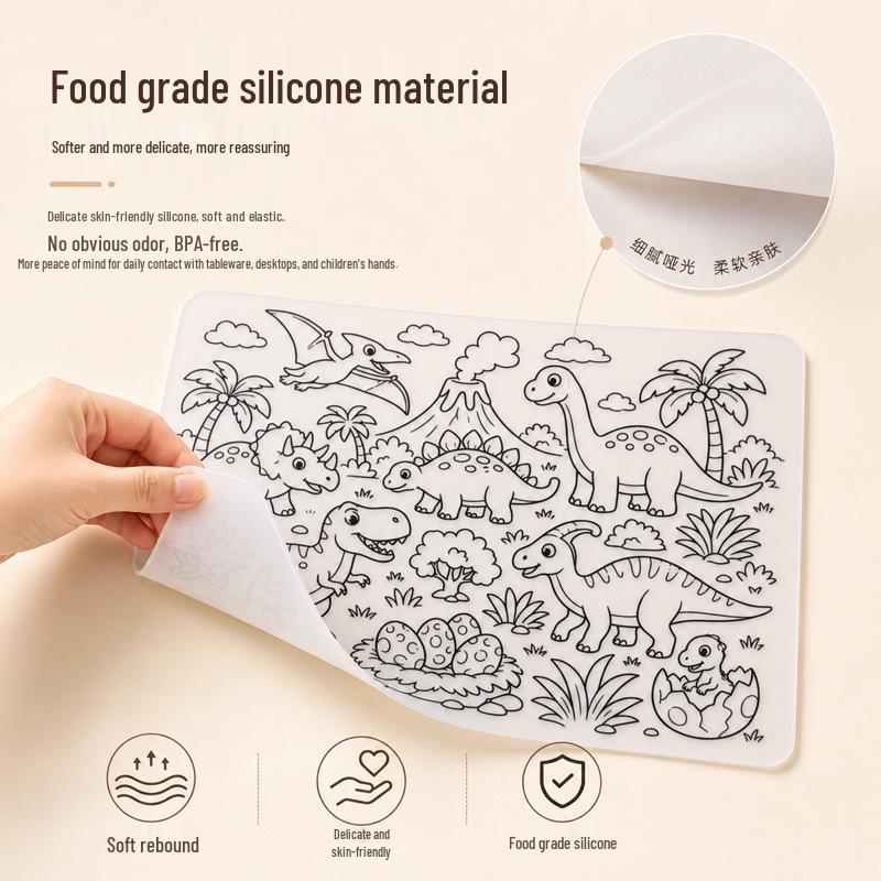 Kids' Washable Silicone Doodle & Coloring Mat for Dining Tables