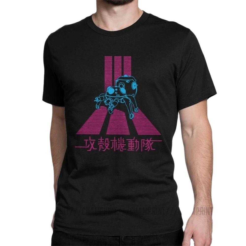 Vintage Ghost In The Shell GITS Tachikoma T-Shirt für Herren Baumwoll-T-Shirt Anime Batou Kurzarm-T-Shirt Geschenkidee Oberteile