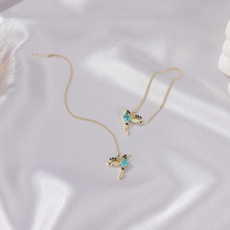 Chic Colorful Bird Pendants Ear Line For Women Elegant Crystal Girl Drop Tassel Earring Ladies Jewelry pendientes