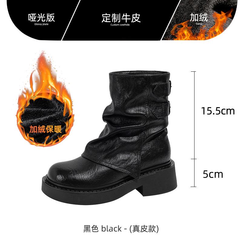 Martin Boots Women's Maillard Short Boots Women's 2025 New Spring and Autumn Single Boots Thick-soled Brown Trousers Knight Boots Martin Boots