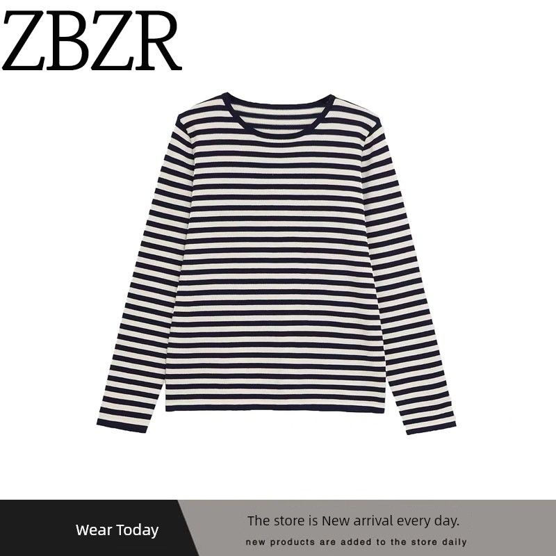 Za Export New Arrival Women's Clothing ZR Fashion Style Fashion Casual Loose Stripes Pullover Knitwear 9598153