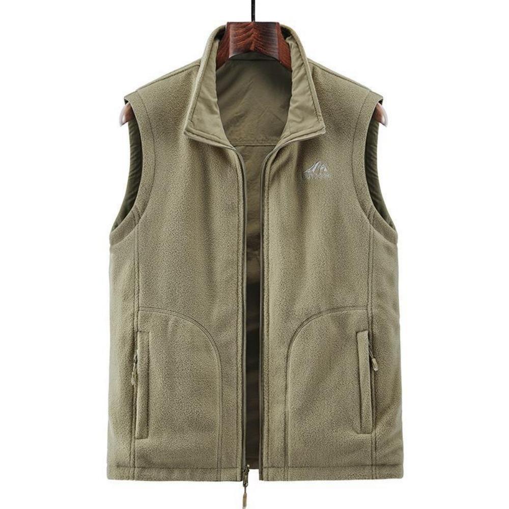 Reversible Sleeveless Jacket Men's Vest Coat Winter Waistcoat Thick Warm Fleece Workwear Tops Cargo Vest Windbreaker New Fashion
