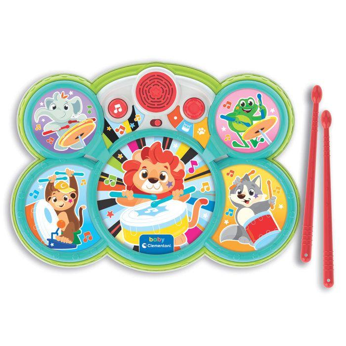 Clementoni Baby Drumstel Musicali - Kinder Trommel met Drumstokken en Muziek voor Kinderen - Drum Speelgoed Muziekinstrument voor Kids, Kind en Peuter