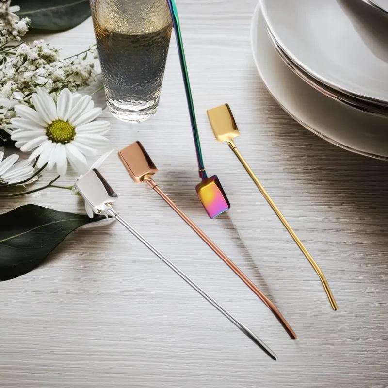 Barware Drinking Spoon Straws, Stainless Steel, Innovative Shovel Shape for Ice Cream & Kitchen Use