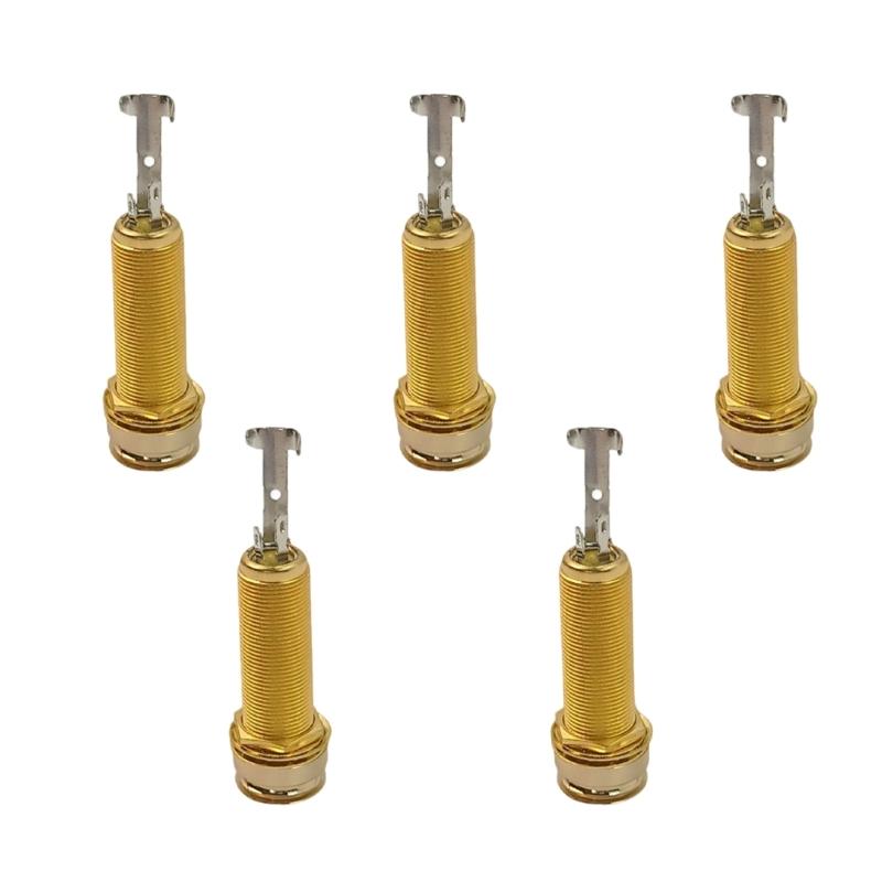 5Pcs Electric Guitar Bass 6.35mm Socket Long Threaded Socket Cylinder Input Output Plug Sockets Guitar Accessories