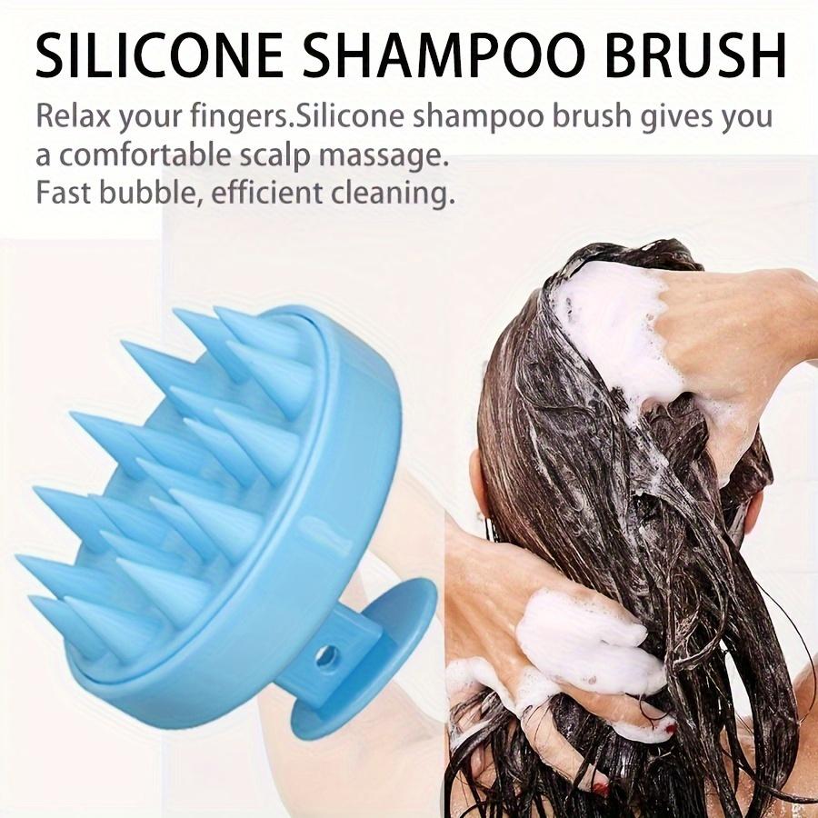 Silicone Hair Brush Scalp Massager, Long Hard Bristles for Long Curly Dense Hair, Head Cleaner Exfoliating Tool