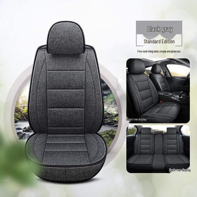 Universal Full Coverage Leather Car Seat Cushion and Linen Cover