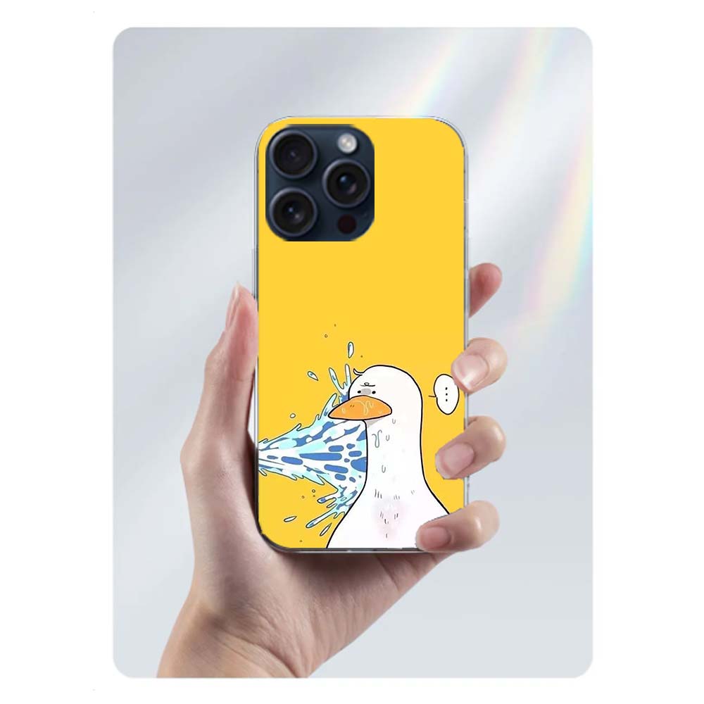 Cute Cartoon Duck Clear Phone Case For Iphone 17 Air 16 Pro Max 15 Pro 14 Plus 17E 16E 11 13 12 Mini Cover Cases Fundas Cell TPU