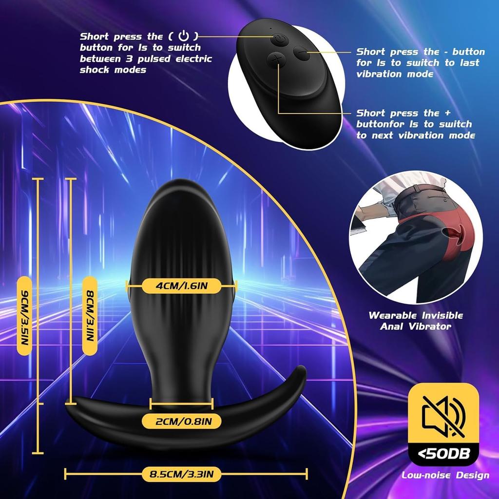 Electric Shock Anal Plug Vibrator Prostate Massager Wireless Buttplug 10 Vibrating & 3 Pulsed Modes Sex Toy