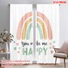 2pcs 2D Flat Printing Scene Curtains Boho Rainbow Hearts Happiness 100% Polyester Fabric Without Electricity Party Decorations