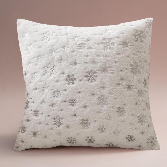 Throw Pillowcase Christmas Snowflake Printed Hidden Zipper Design Dust-proof Soft Comfortable Touch Plush Cushion Cover