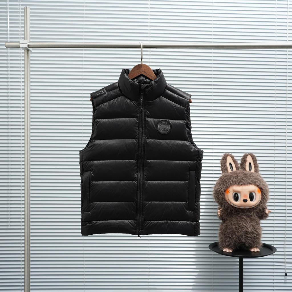 Męski błyszczący puch gęsi kamizelka ze stójką - Ciepła, gruba, bezrękawnik odzież wierzchnia na jesień/zimę.