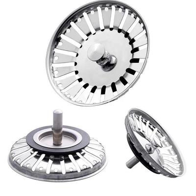304 Stainless Steel Kitchen Sink Drain Filter Stopper 78-84mm Basket Accessory