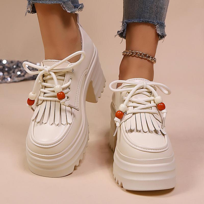 Fashion Women's Fashion Chunky High Heel Short Boots Woman Autumn Winter Platform High Heels Shoes Woman Tassel Decor Thick Sole Booties
