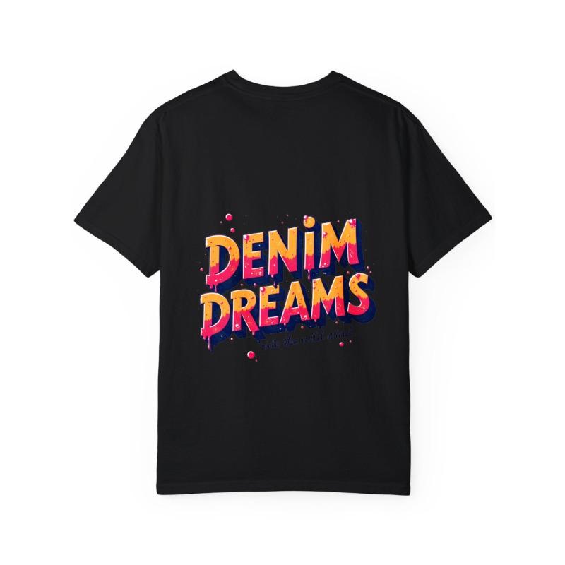 Denim Dreams White T Shirt with Colorful Graffiti Print and Ride The Wild Wind Slogan for Casual Streetwear Fashion