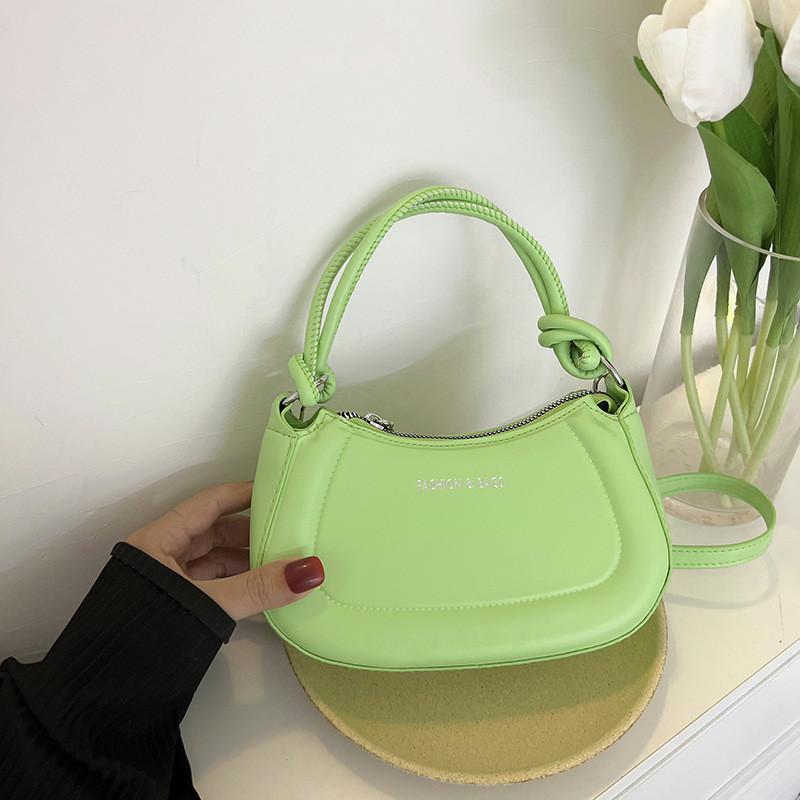Street Style Pu Material Underarm Bag With Chain Elements зелёный