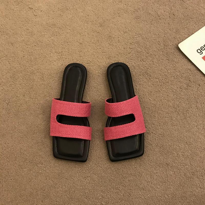 Slippers female summer outer wear feeling sandals female 2025 new temperament fairy style simple vacation evening sandals