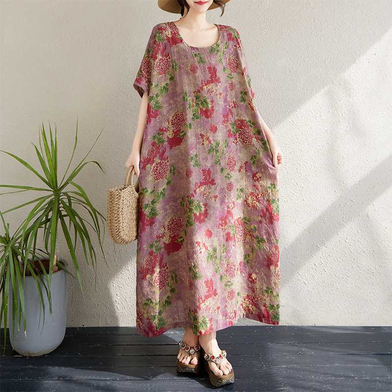 

Летнее пуловерное длинное платье-халат one size